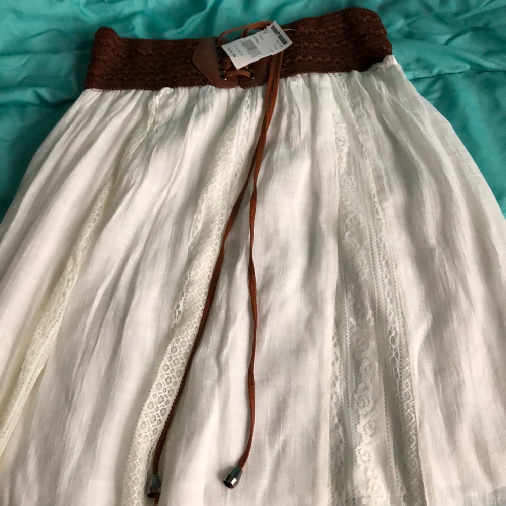 Cream High-Low Skirt with Brown Belt!
